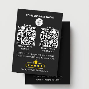 QR code small business review GOOGLE and YELP Card