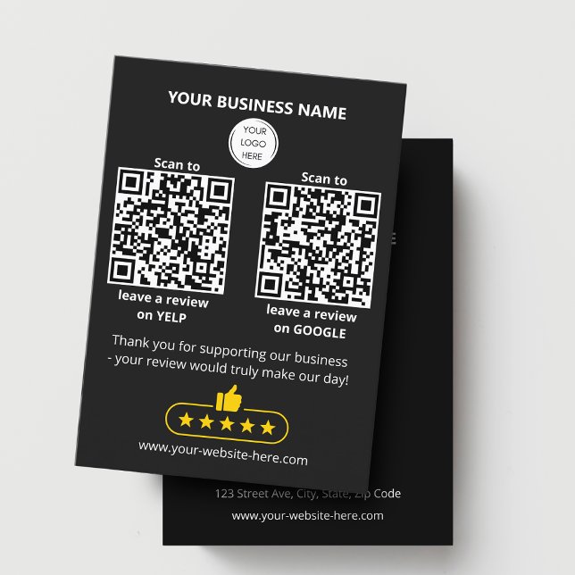QR code small business review GOOGLE and YELP  Card (Creator Uploaded)