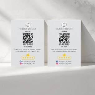 QR code small business review GOOGLE and YELP  Card