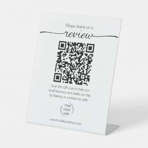 QR code small business review request YELP  Pedestal Sign