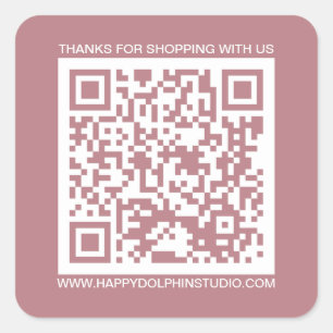QR Code Small Business Website Dusty Rose Square Sticker