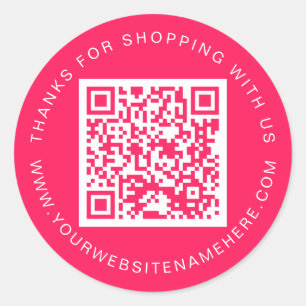 QR Code Small Business Website Name Diva Pink  Classic Round Sticker