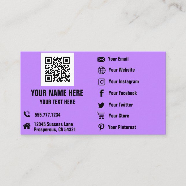 QR Code Social Media Hologramme Carte de visite (Devant)