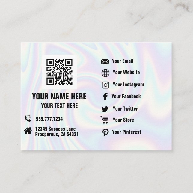 QR Code Social Media Hologramme Carte de visite (Devant)