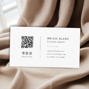 QR Code Social Media Icon Minimalist Tattoo Artist Business Card
