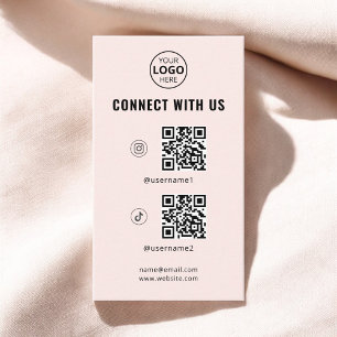 QR Code Social Media Logo Blush Pink Business Card