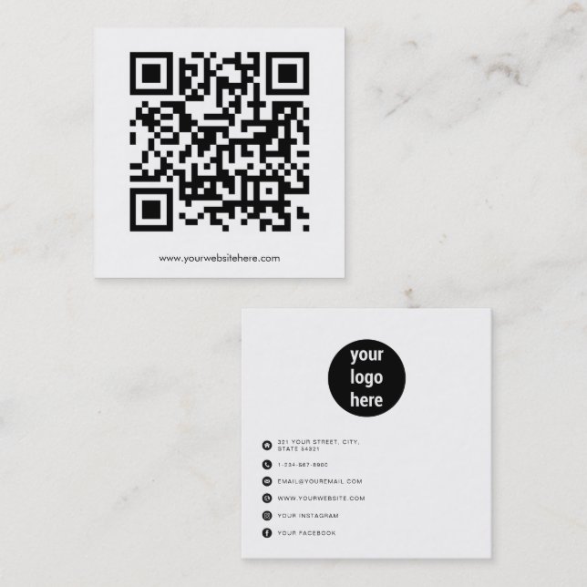 QR Code Social Media Logo Carte de visite (Devant / Derrière)