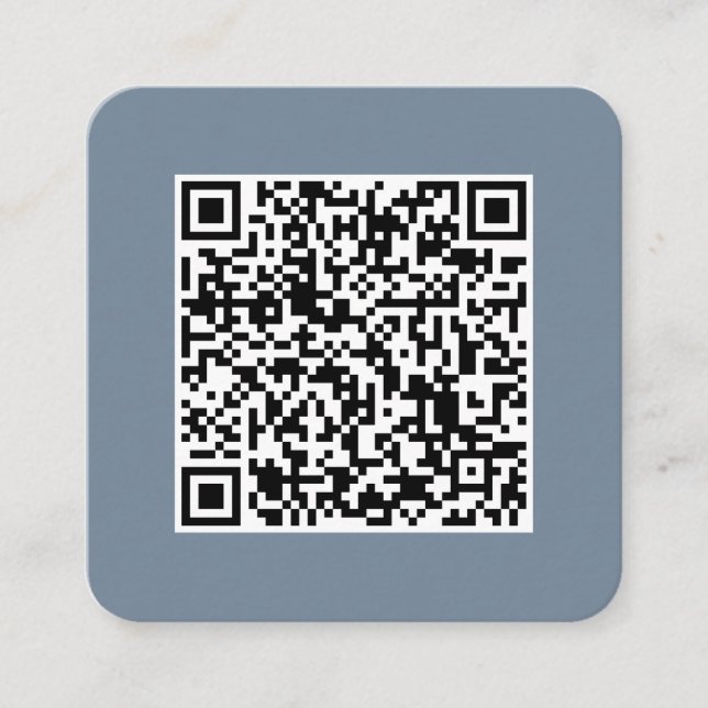 QR code-Social Media-Modern-Simple-Dusty Blue Square Business Card (Front)