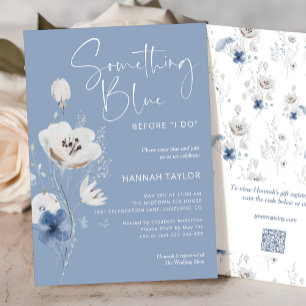 QR Code Something Blue Before I Do Bridal Shower Invitation