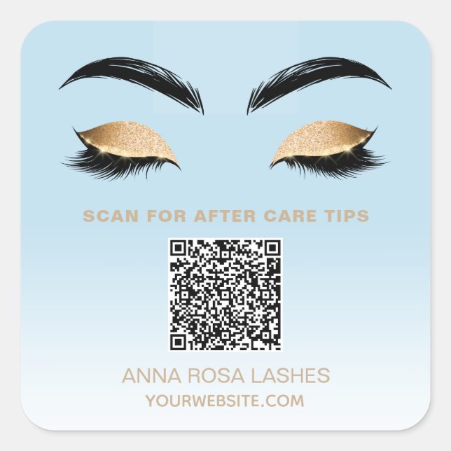 *~* QR Code Spa EYES BROW LASH Shop Salon Square S Sticker (Front)