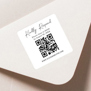 QR Code Square Return Label   RSVP Sticker