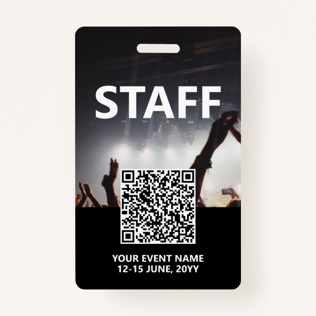 Qr Code Staff Badge Custom Event Access Pass (Front)