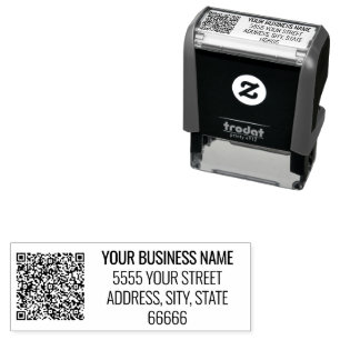 QR Code Stamp Personalized Business Name Address