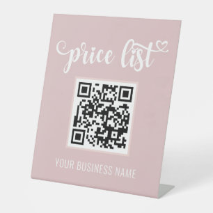 QR Code Stand Up Scan Me Sign for Salon Price List