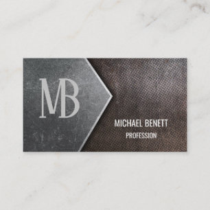  QR Code   Steel Monogram Business Card