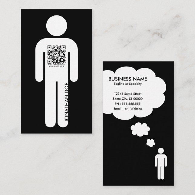 qr code stick figure business card (Front/Back)