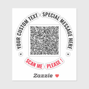 QR Code Sticker Scan Info Custom Text and Colors