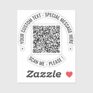 QR Code Sticker Scan Info Custom Text and Colours