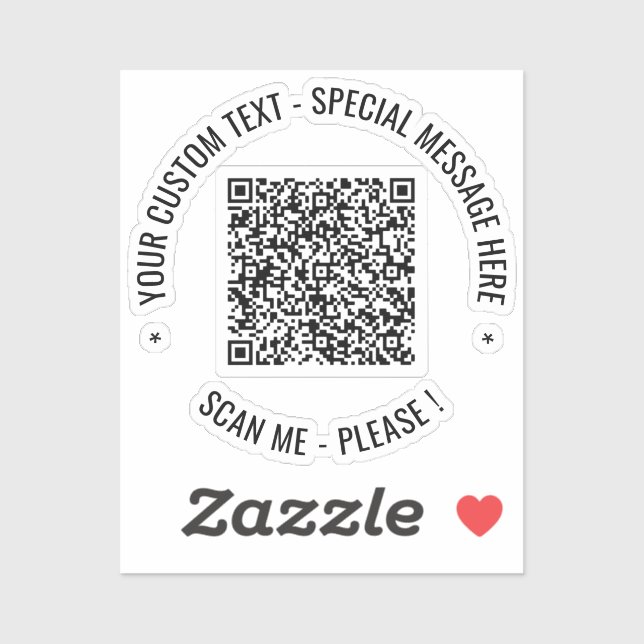 QR Code Sticker Scan Info Custom Text and Colours (Sheet)