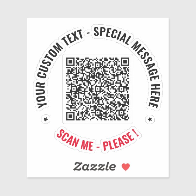 QR Code Sticker Scan Info Custom Text and Colours (Sheet)