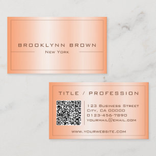 QR Code Stylish Orange Peach Colour Gradient Class Business Card