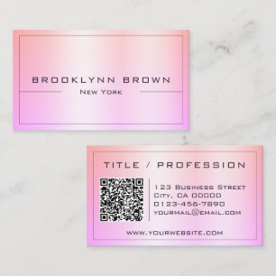 QR Code Stylish Rainbow Pink Colour Gradient Class Business Card