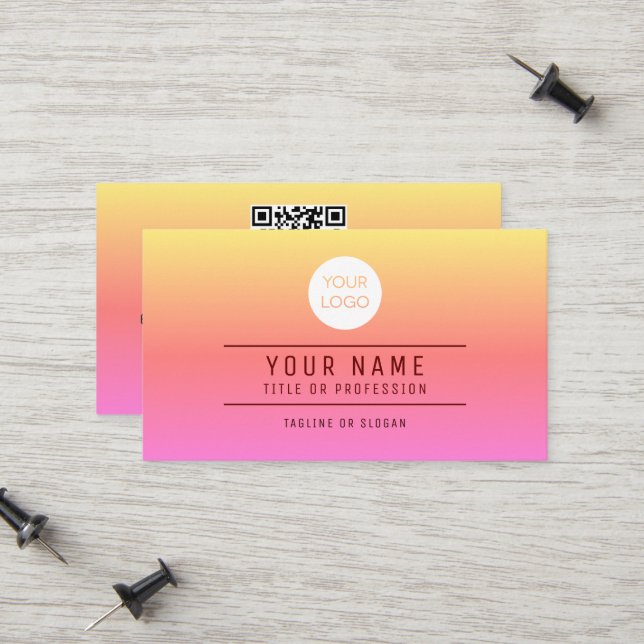 QR Code Sunrise Colours Name Professional Logo Calling Card (Front/Back In Situ)