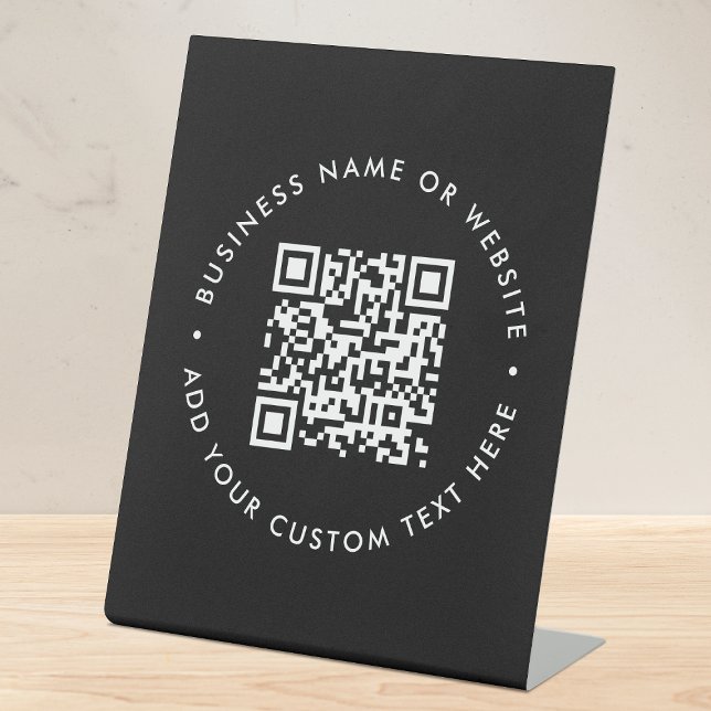 QR Code Tabletop Sign | Business Pedestal Signage (Interactive editable QR code tabletop signs to promote your business, products or services.)