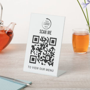 QR Code Tabletop Sign   Digital Menu pedestal sign