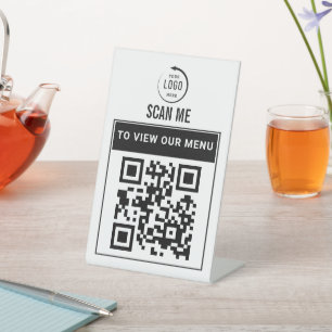 QR Code Tabletop Sign   Digital Menu pedestal sign