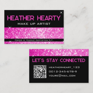 QR Code Template Luxury Hot Pink Girly Neon Bright Business Card