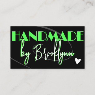 QR Code Template Stylish Green Handmade Heart  Business Card