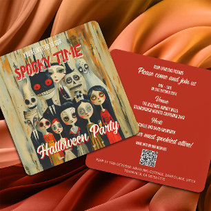 QR Code Temps Éffrayant Halloween Invitation