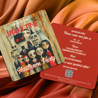 QR Code Temps Éffrayant Halloween Invitation