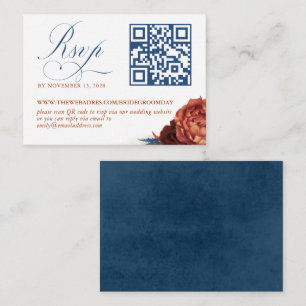 QR Code Terracotta Floral Wedding RSVP Enclosure C Card