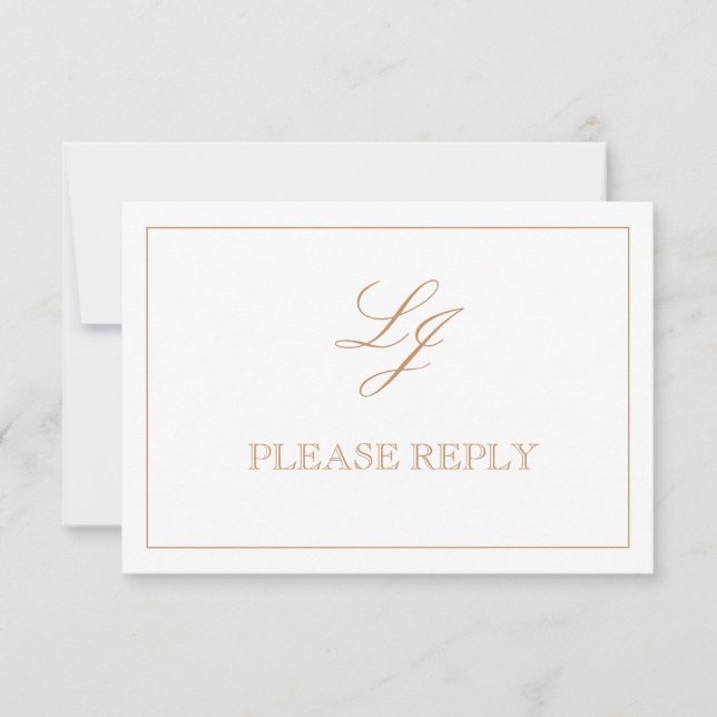 QR Code Terracotta Script Monogram Wedding RSVP Card (Front)