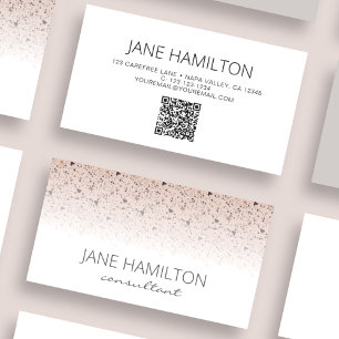 QR Code Terrazzo Retro Carte de visite de profil