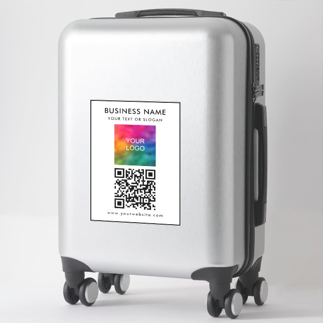 QR Code Text Business Logo Here Custom Template (Suitcase)