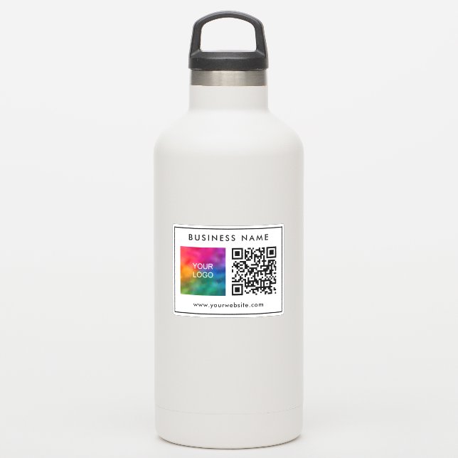 QR Code Text Business Logo Simple Custom Template (Waterbottle)