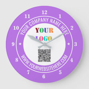 QR Code Text Logo and Colours Promotional Clock
