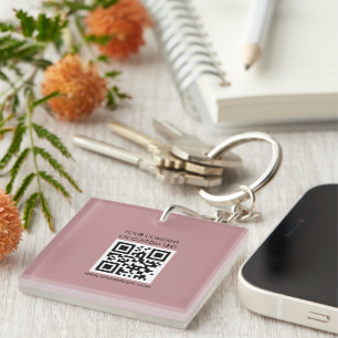 QR Code  Text  Modern Minimalist Keychain