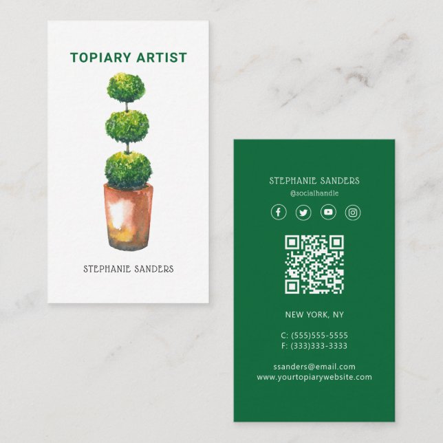 QR Code Topiary Artist Business Card (Front/Back)