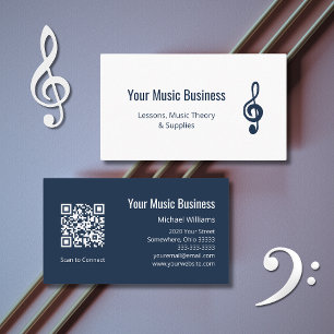  QR code Treble Clef Musician Music Lessons  Business Card