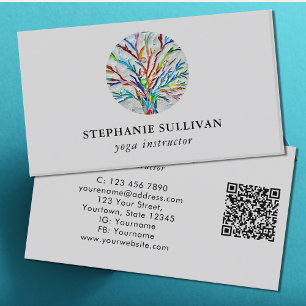 QR Code Tree of Life Yoga Instructor Business Card