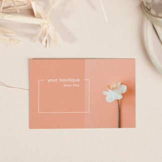 QR Code Trendy Peach Flower Minimal Boutique Business Card