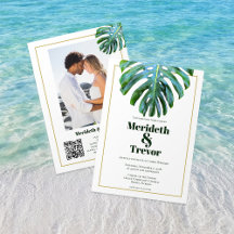QR Code Tropical Leaves Gold Photo Modern Beach