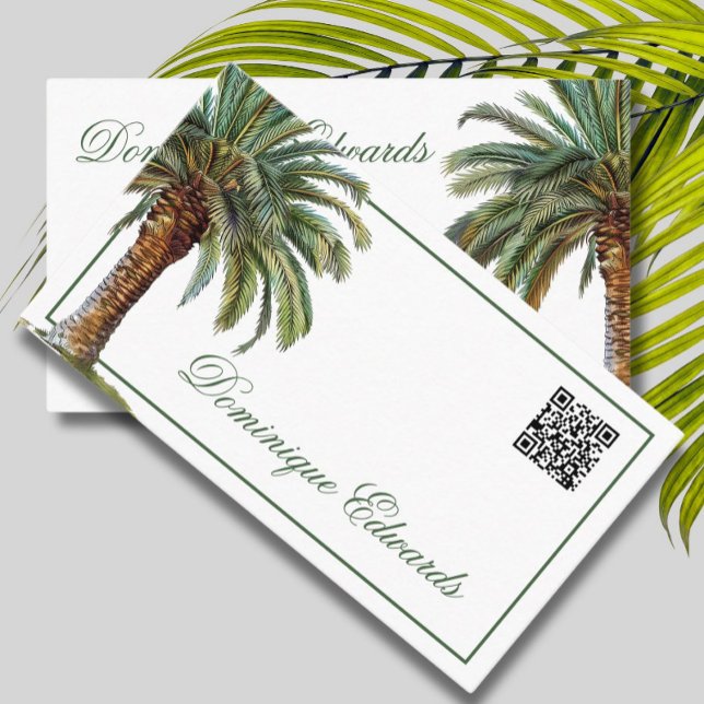  QR Code Tropical Palm Tree Green Professional   Business Card (Creator Uploaded)