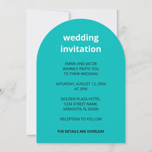 QR Code Turquoise All In One Wedding Invitation (Front)
