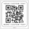 QR code two lines of text above and below square