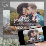 QR Code & Two Photos Simple Modern Script Wedding Save The Date<br><div class="desc">Announce the joyful news of your engagement and upcoming wedding with unique custom photo save the date invitations. The 2 pictures, scannable QR code, and all wording on this template are simple to personalize, including script overlay which can be changed to "Save Our Date." (IMAGE PLACEMENT TIP: An easy way...</div>